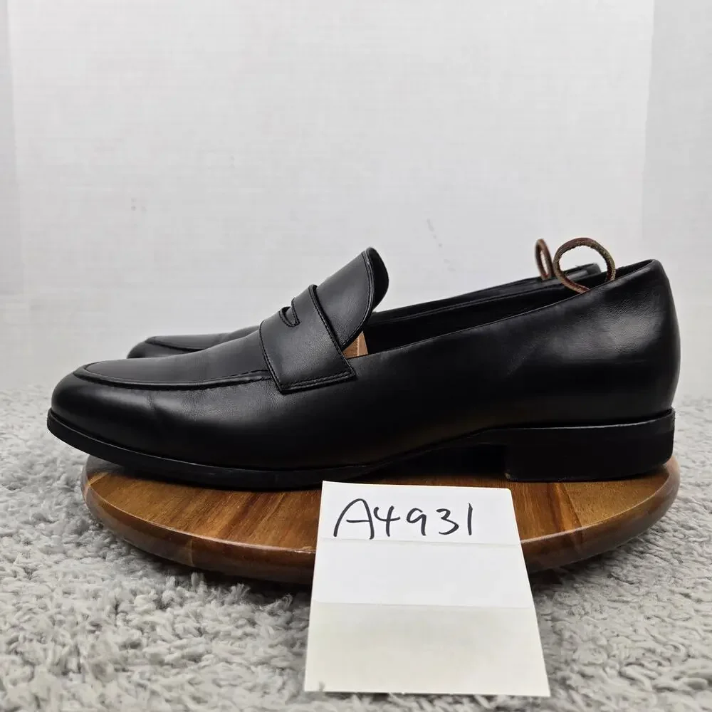 Wolf and Shepherd Men 14 Ringer Black Leather Business Casual Daily Penny Loafer